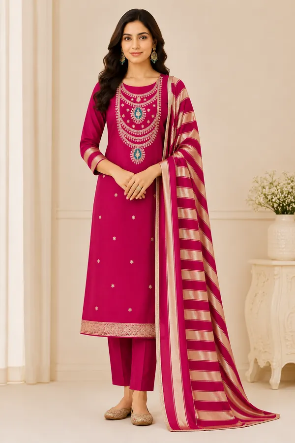Red_Silk_Embroidered_Unstitched_Suit_Material_For_Women