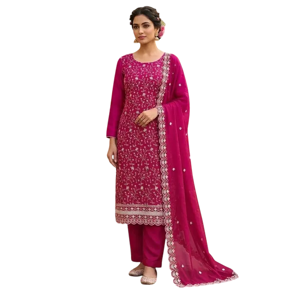 Red_Silk_Floral_Embroidered_Unstitched_Suit_Material_For_Women