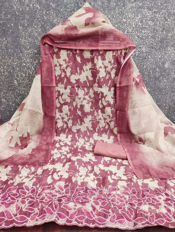 Red_Silk_Floral_Print_Unstitched_Suit_Material_For_Women