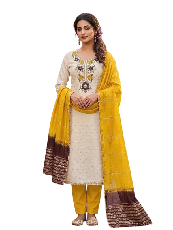Yellow_Silk_Floral_Embroidered_Unstitched_Suit_Material_For_Women