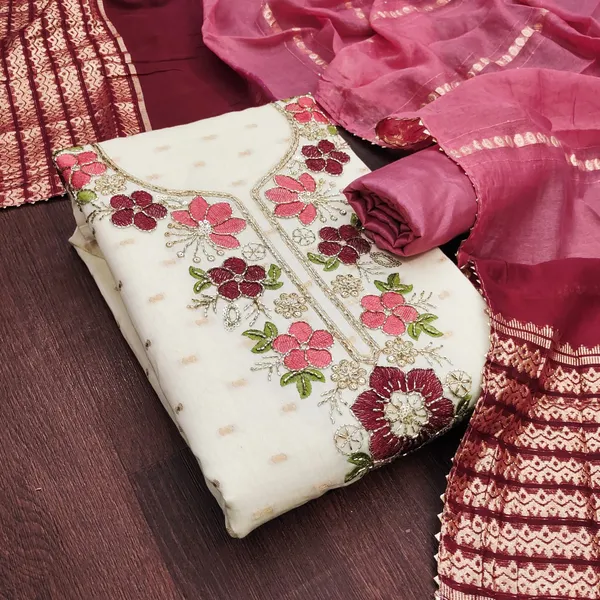 Red_Silk_Floral_Embroidered_Unstitched_Suit_Material_For_Women