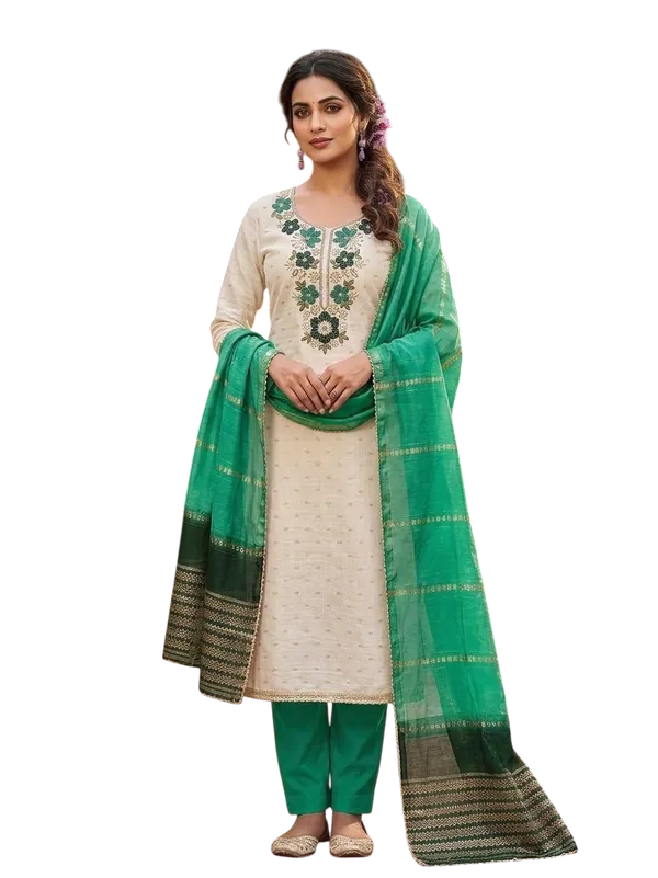 Green_Silk_Floral_Embroidered_Unstitched_Suit_Material_For_Women