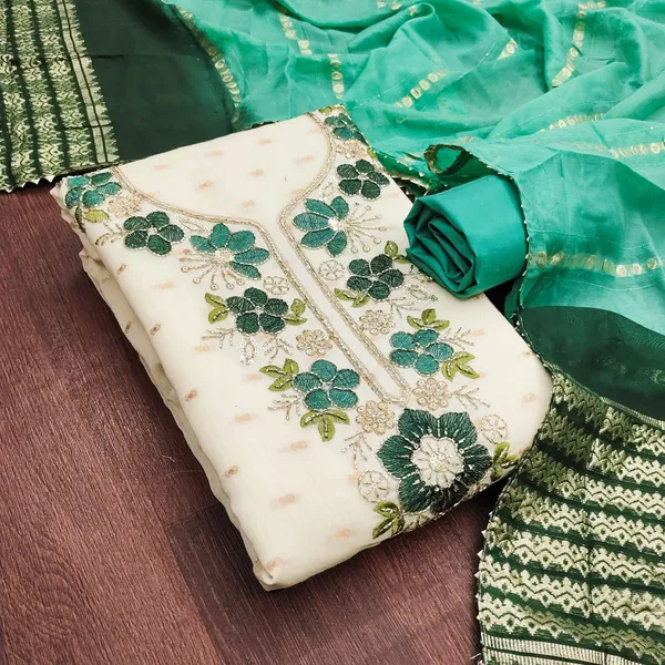 Green_Silk_Floral_Embroidered_Unstitched_Suit_Material_For_Women