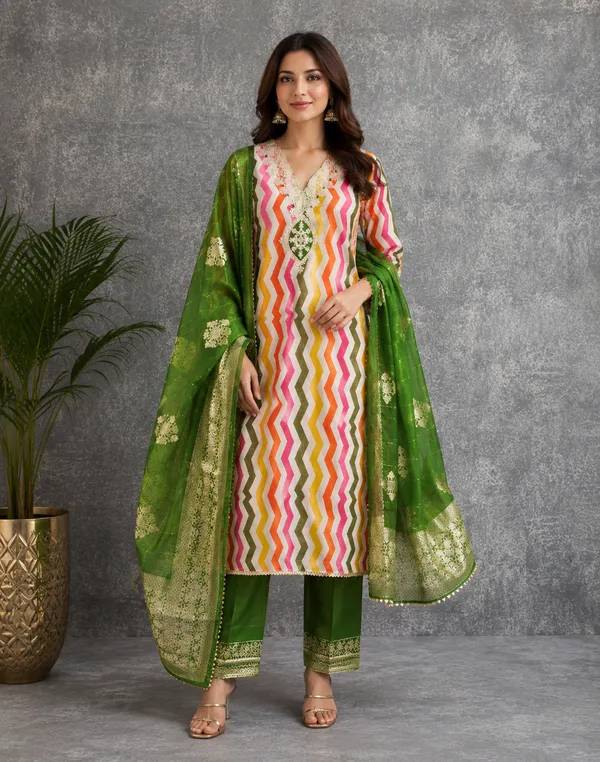 Silk_Ethnic_Printed_Green_Salwar_Suit_Material