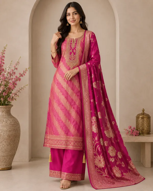 Pink_Pure_Silk_Solid_Unstitched_Kurta_And_Churidar_Material_For_Women
