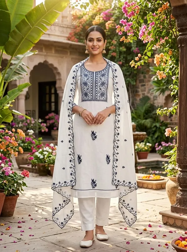 White_Black_Chikankari_Suit_Set