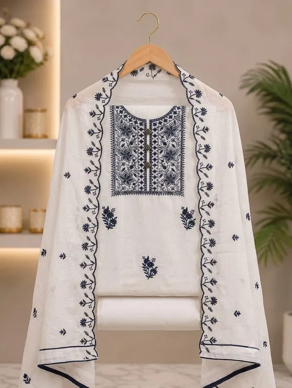 White_Black_Chikankari_Suit_Set