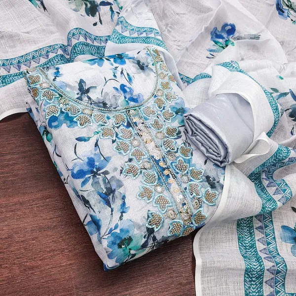 Unstitched_Suit_Material_-_White_&_Blue_Floral_Designer_Suit_Set_(Top,_Botton_and_Dupatta)