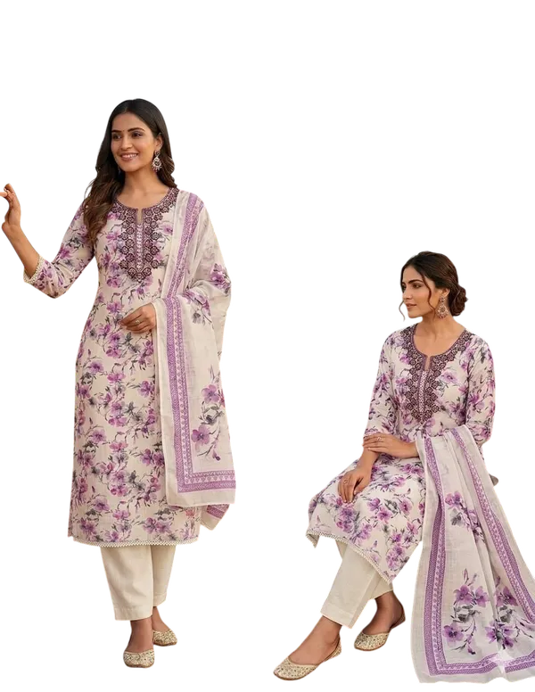 Unstitched_Suit_Material_-_White_&_Purple_Floral_Designer_Suit_Set_(Top,_Botton_and_Dupatta)