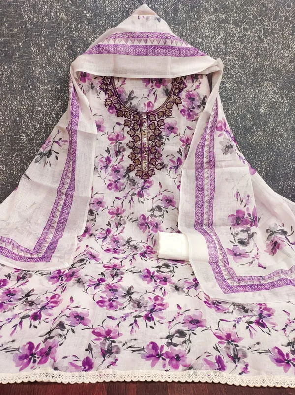 Unstitched_Suit_Material_-_White_&_Purple_Floral_Designer_Suit_Set_(Top,_Botton_and_Dupatta)