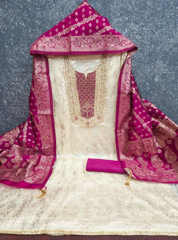 Pink_Banarasi_Jacquard_Woven_Unstitched_Suit_Material_For_Women