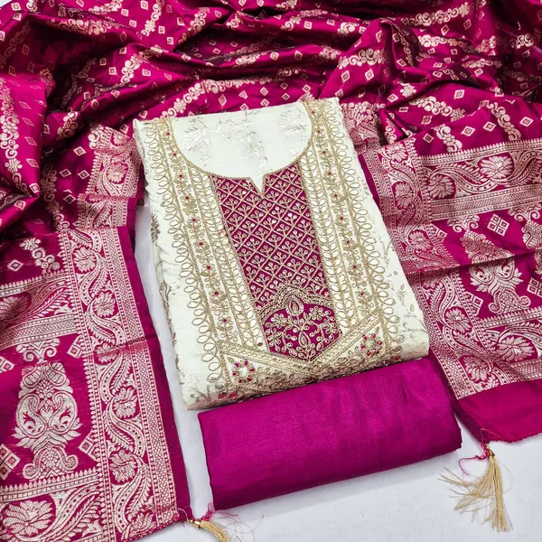 Pink_Banarasi_Jacquard_Woven_Unstitched_Suit_Material_For_Women