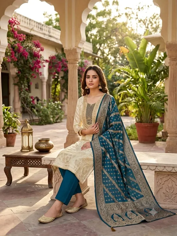 Blue_Banarasi_Jacquard_Woven_Unstitched_Suit_Material_For_Women