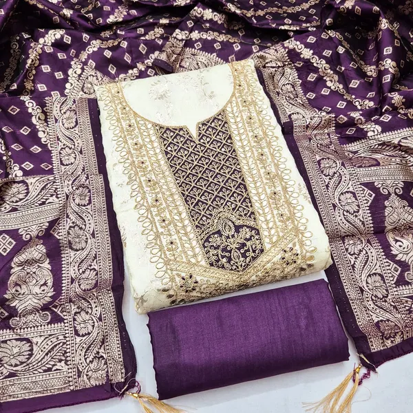 Purple_Banarasi_Jacquard_Woven_Unstitched_Suit_Material_For_Women