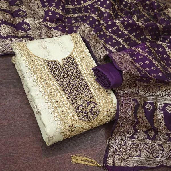 Purple_Banarasi_Jacquard_Woven_Unstitched_Suit_Material_For_Women