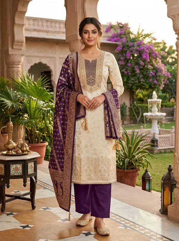 Purple_Banarasi_Jacquard_Woven_Unstitched_Suit_Material_For_Women