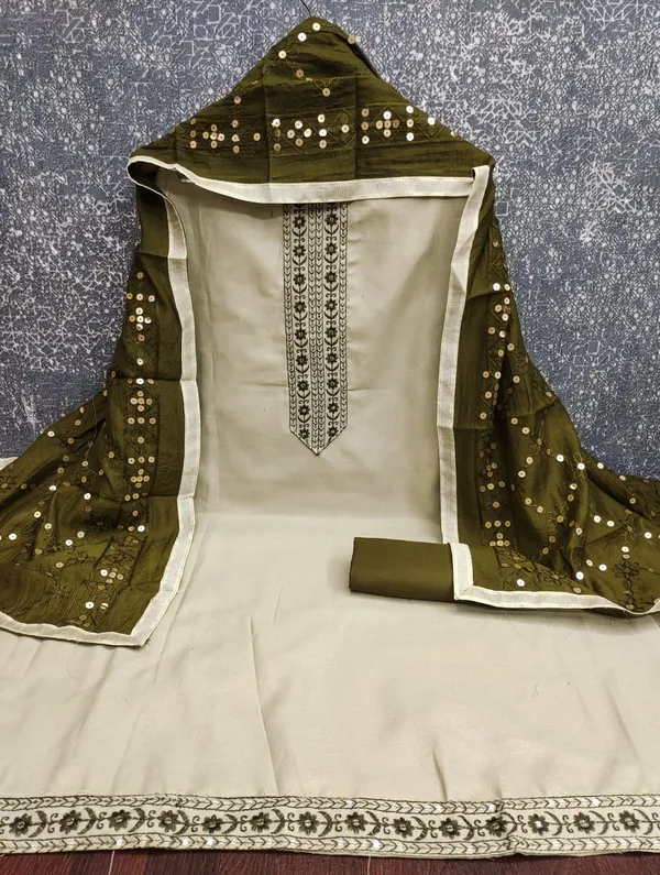 Beige_Silk_Embroidered_Unstitched_Suit_Material_For_Women