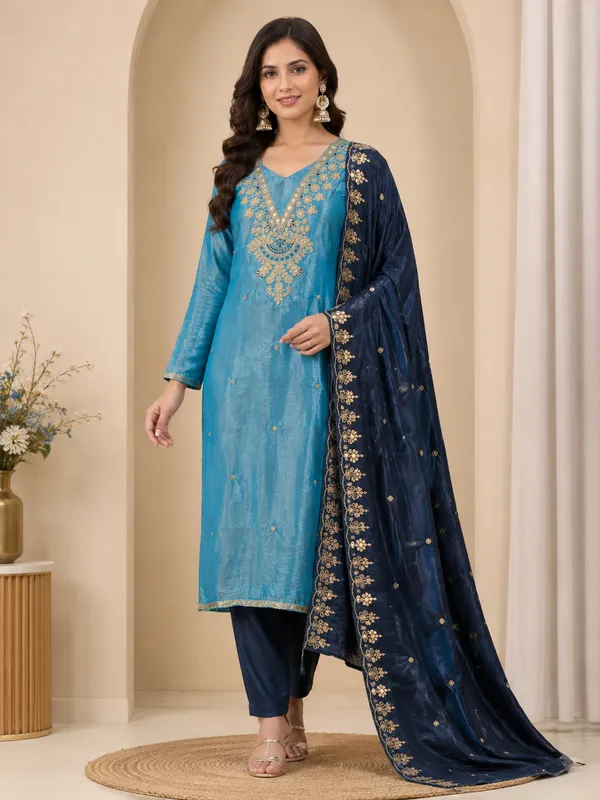 Blue_Silk_Embroidered_Unstitched_Salwar_Suit_Material_For_Women