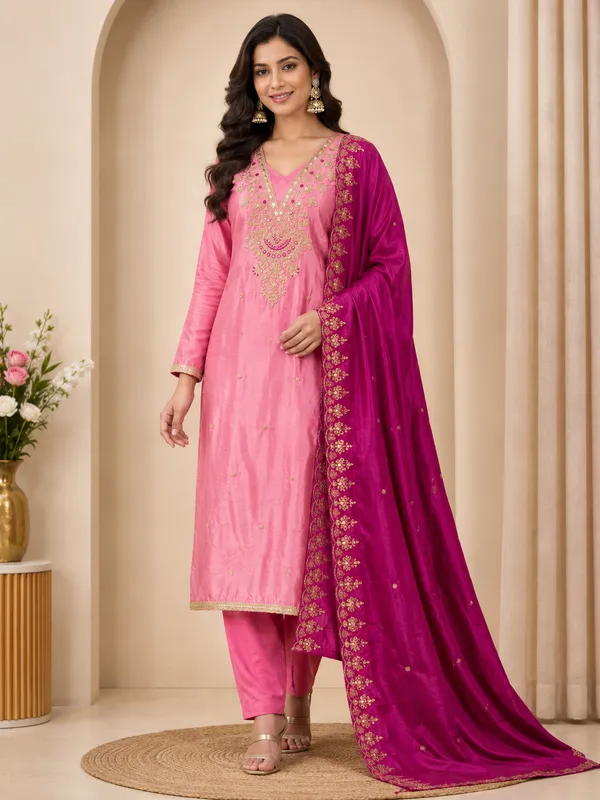 Pink_Silk_Embroidered_Unstitched_Suit_Material_For_Women