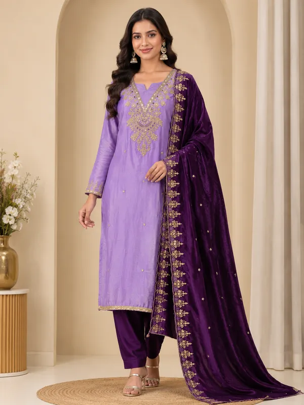 Purple_Silk_Embroidered_Unstitched_Salwar_Suit_Material_For_Women