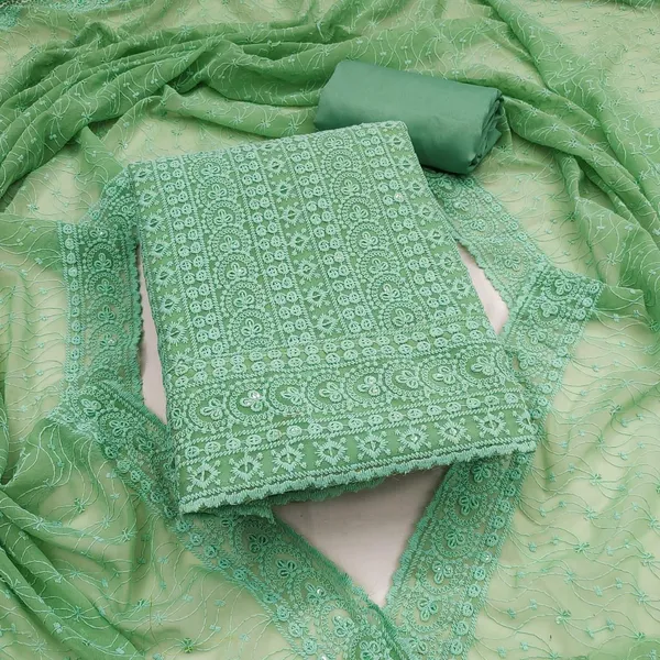 Olive_Silk_Chikankari_Embroidered_Unstitched_Suit_Material_For_Women
