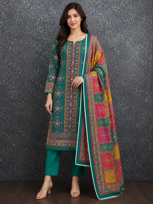 Green_Polyester_Self_Design_Unstitched_Suit_Material_For_Women