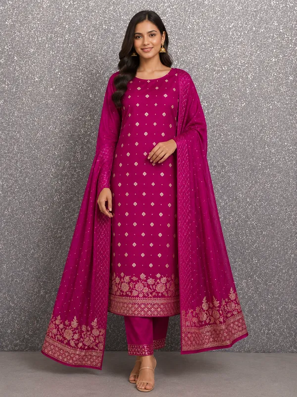 Pink_Silk_Printed_Unstitched_Suit_Material_For_Women