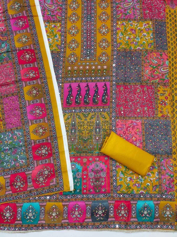 Polyester_Festive_Self_Design_Yellow_Suit_Material