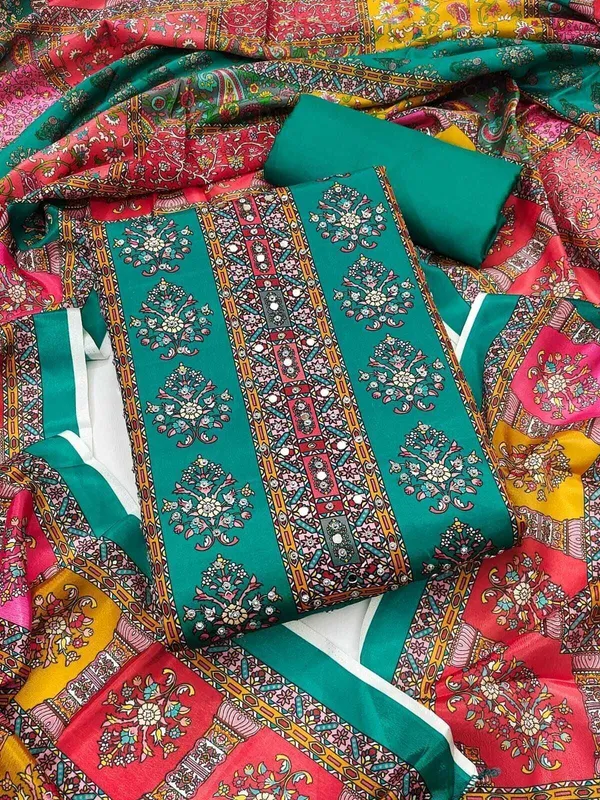 Green_Polyester_Self_Design_Unstitched_Suit_Material_For_Women