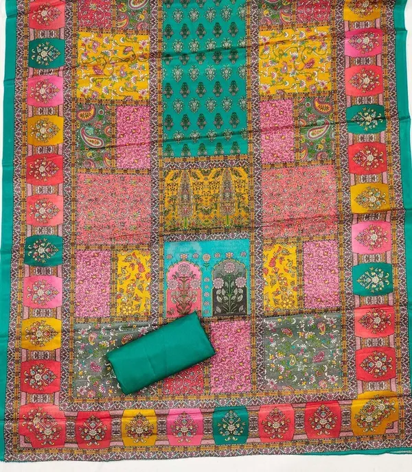 Green_Polyester_Self_Design_Unstitched_Suit_Material_For_Women