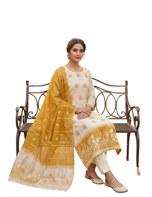 Yellow_Linen_Blend_Woven_Floral_Unstitched_Suit_Material_For_Women