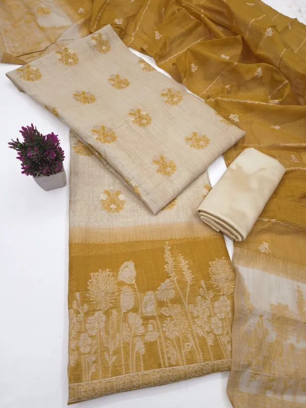 Yellow_Linen_Blend_Woven_Floral_Unstitched_Suit_Material_For_Women