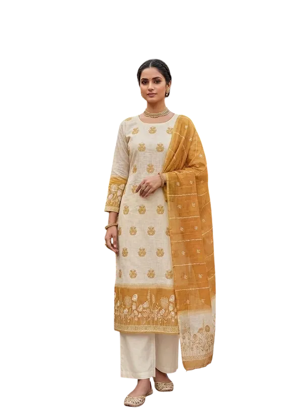 Yellow_Linen_Blend_Woven_Floral_Unstitched_Suit_Material_For_Women