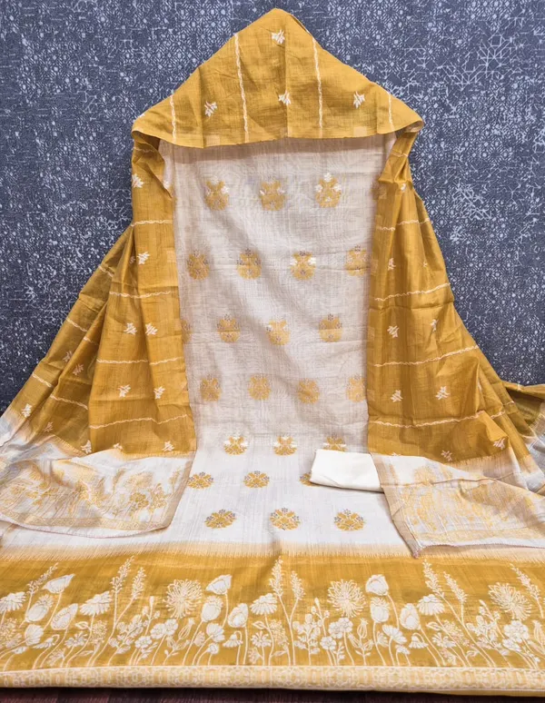 Yellow_Linen_Blend_Woven_Floral_Unstitched_Suit_Material_For_Women