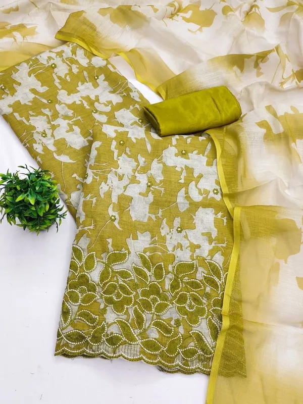 Yellow_Silk_Floral_Print_Unstitched_Suit_Material_For_Women