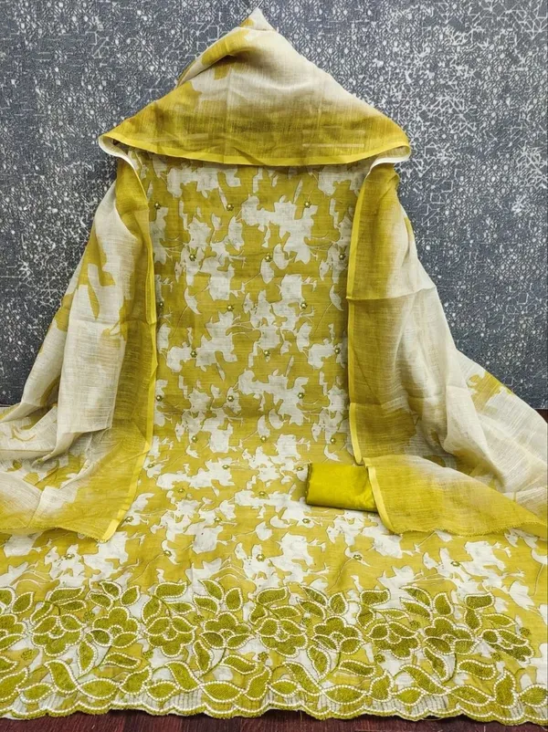 Yellow_Silk_Floral_Print_Unstitched_Suit_Material_For_Women