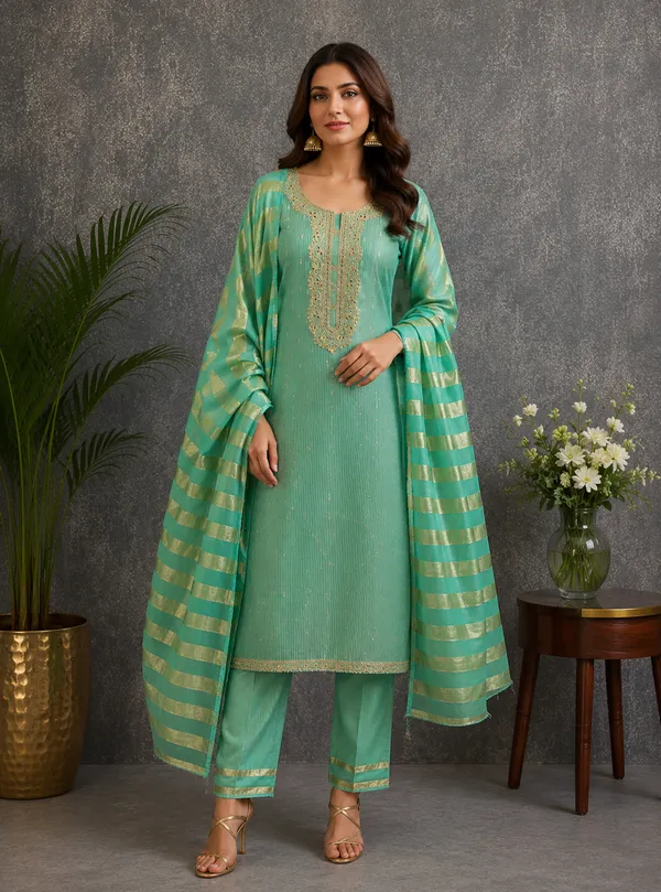 Cotton_Ethnic_Solid_Green_Unstitched_Suit_Material