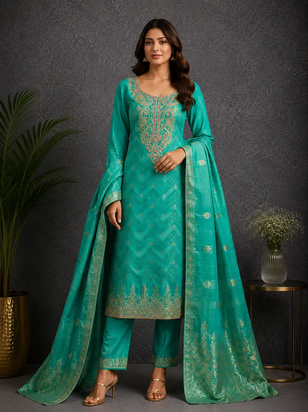Green_Cotton_Blend_Solid_Unstitched_Suit_Material_For_Women