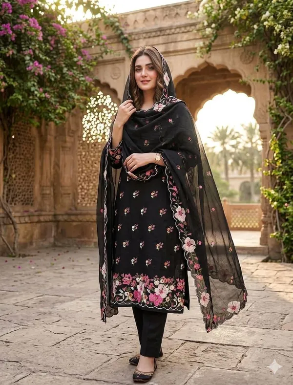 Black_Silk_Floral_Embroidered_Unstitched_Salwar_Suit_Material_For_Women