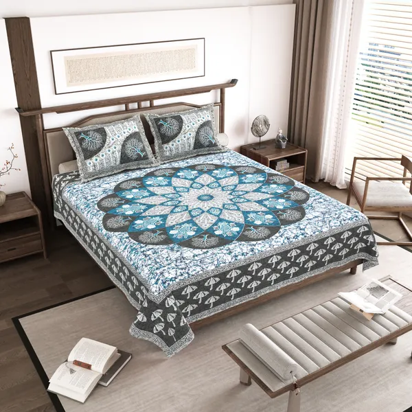 Blue_Cotton__Bedsheet_For_Home_And_Decor_100_X_108_Inch