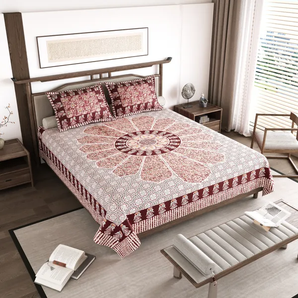 Orange_Cotton__Bedsheet_For_Home_And_Decor_100_X_108_Inch