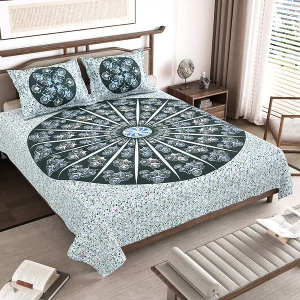 Green_Cotton__Bedsheet_For_Home_And_Decor_100_X_108_Inch