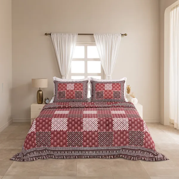 Red_Cotton__Bedsheet_For_Home_And_Decor_100_X_108_Inch