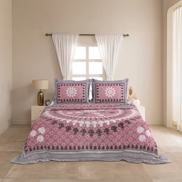 Pink_Cotton__Bedsheet_For_Home_And_Decor_100_X_108_Inch