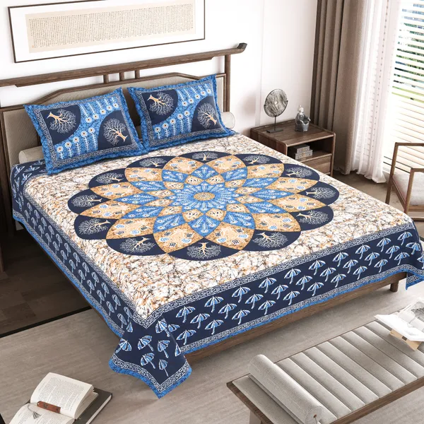Blue_Cotton__Bedsheet_For_Home_And_Decor_100_X_108_Inch