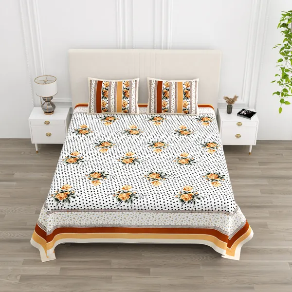 Yellow_Cotton__Bedsheet_For_Home_And_Decor_100_X_108_Inch