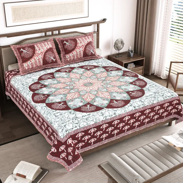 Red_Cotton__Bedsheet_For_Home_And_Decor_100_X_108_Inch