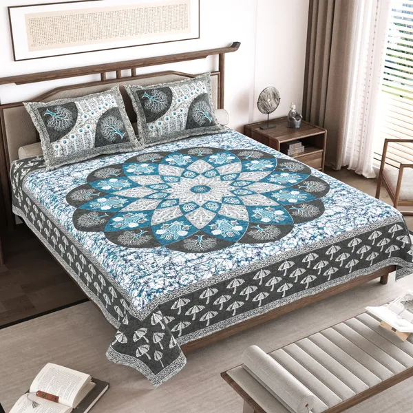 Blue_Cotton__Bedsheet_For_Home_And_Decor_100_X_108_Inch