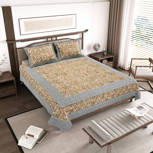Yellow_Cotton__Bedsheet_For_Home_And_Decor_100_X_108_Inch