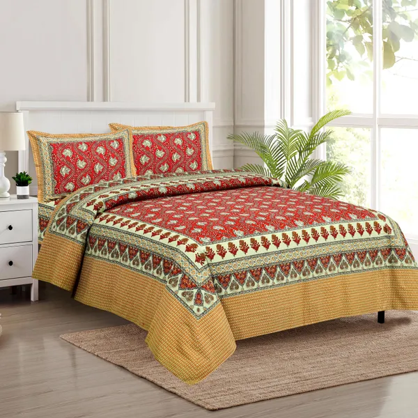 Red_And_Yellow_Cotton__Bedsheet_For_Home_And_Decor_100_X_108_Inch
